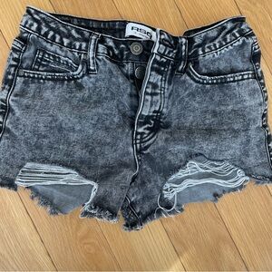 RSQ Vintage High Rise Womens Denim Shorts Black Acid Wash